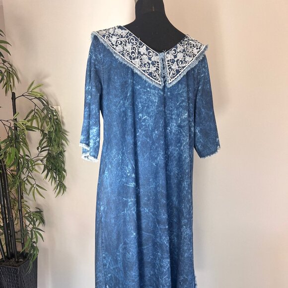 NWT M’ De Pompadour Oversized Denim Dress with Bow Plus Size - Picture 5 of 9